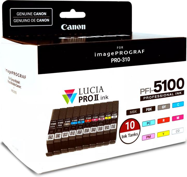 Produktbild Canon Ink/PFI-5100 MBK/PBK/C/M/Y/PC/PM/R/GY (C, CO, GY, M, MBK, PBK, PC, PM, R, Y)