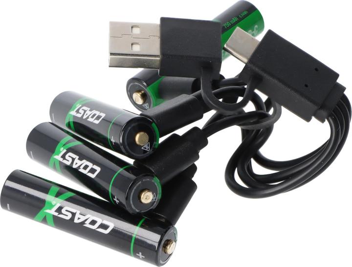 Produktbild Coast 750mAh Micro AAA 1,5V ZITHION-X® Lithium-Ionen Akkus, inkl. 4in1 USB-C Ladekabel (4 Stk., AAA / LR03 / Micro / R03 / AM4 / MN2400 / KR03, 750 mAh)