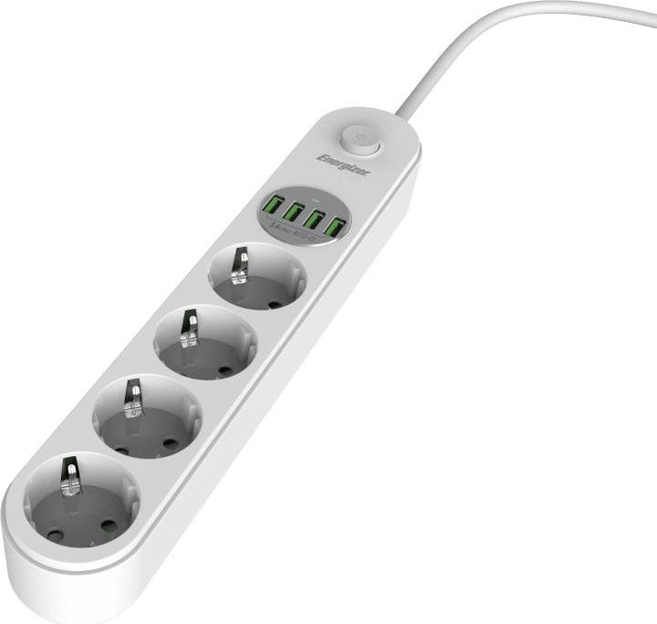 Energizer Steckdosenleiste mit EPB2500W01EU Schalter (4 x, USB-A, 2 m)