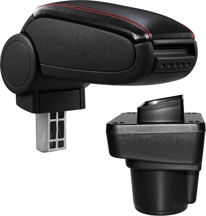 Actual product image Pro-Tec Centre armrest Ford Ka Plus with storage compartment imitation leather black with red stitching