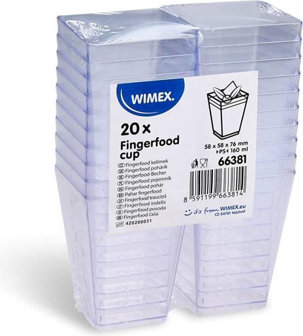 Produktbild Wimex.eu Fingerfood-Becher (PS) eckig glasklar 58 x 58 x 76 mm 160ml - 20 Stück (20 x)