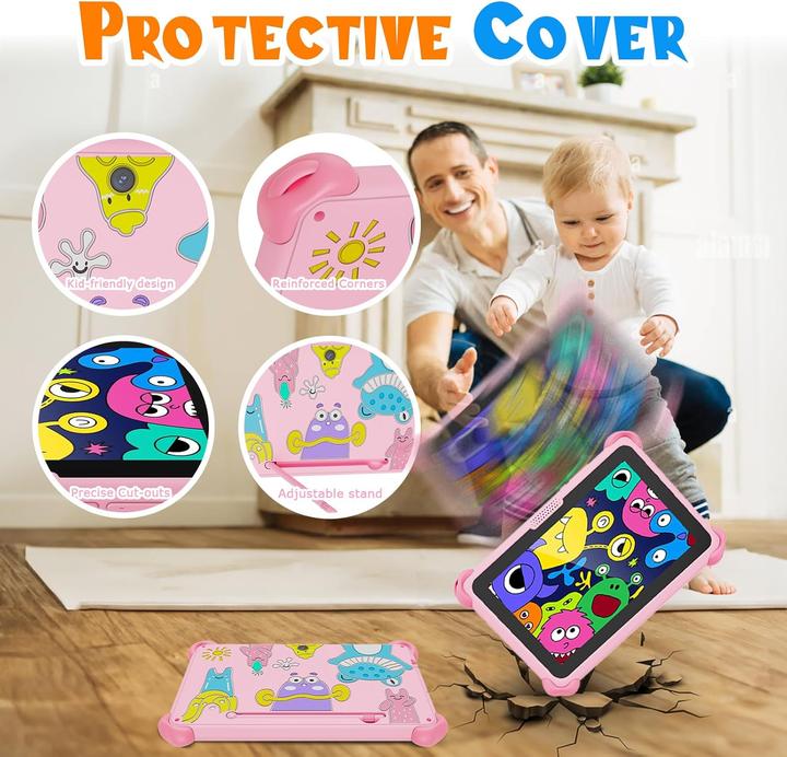 Image du produit Veswwe Kinder-Tablet mit Lern-Apps und Kindersicherung (7", 32 Go, Rose)