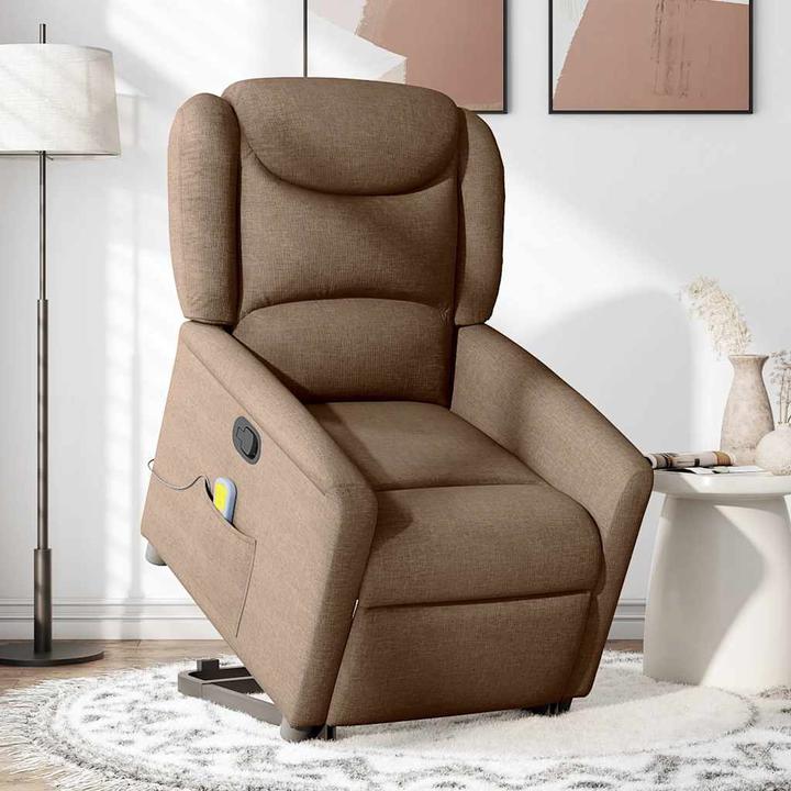 Immagine prodotto VidaXL Poltrona massaggiante con ausilio stand-up in tessuto marrone