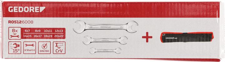 Actual product image Gedore Red red R05126008 Double open-end spanner set short SW6-22 mm 8 pieces (8 mm, 7 mm, 6 mm, 9 mm)