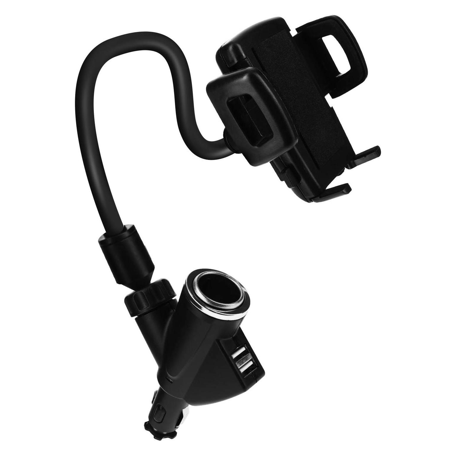 Avizar Kfz-Halterung + 2x Usb-Anschlüsse, Auto Adapter, Schwarz