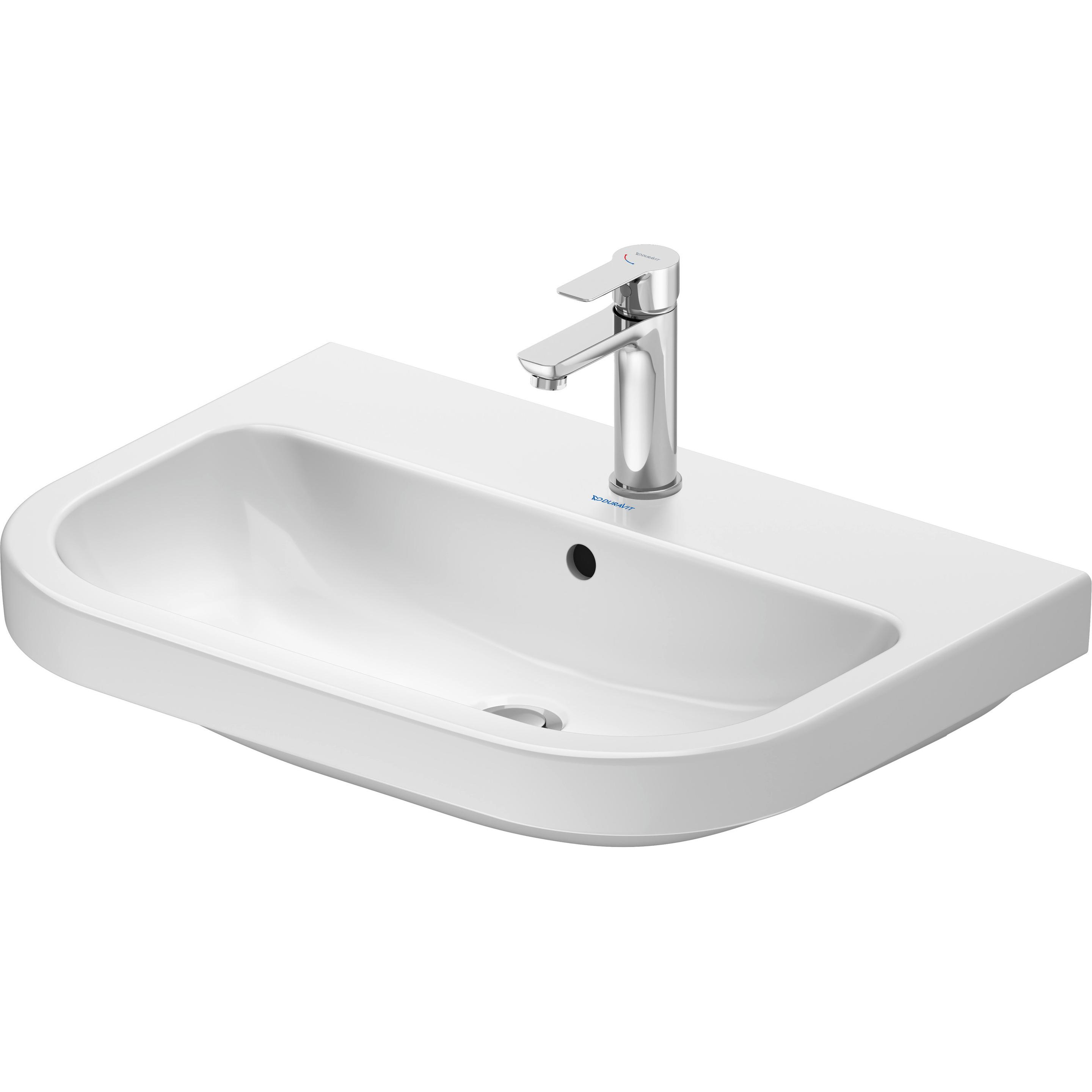 Duravit, Waschbecken, D-Code Waschtisch, mit Hahnloch, mit Überlauf, 650x460x165mm, Weiss Hochglanz (460 mm, 650 mm)