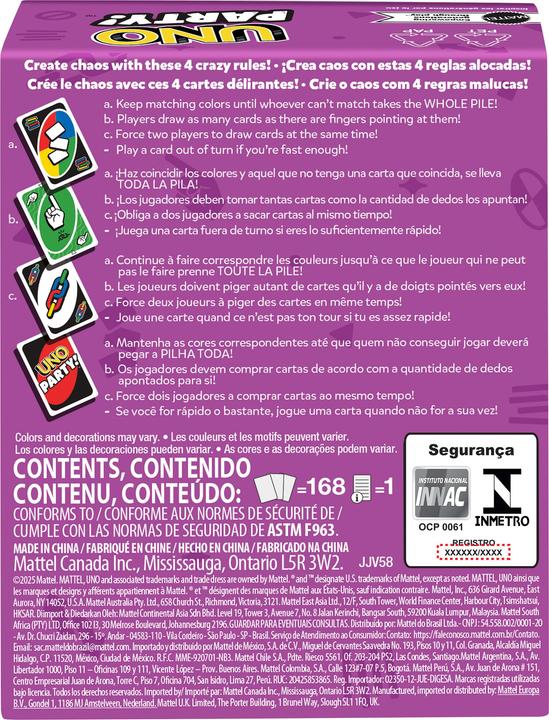 Actual product image Mattel Games UNO Party (English, Estonian, Hebrew, Latvian, Lithuanian, Russian, Ukrainian, 2 - 10 Players)
