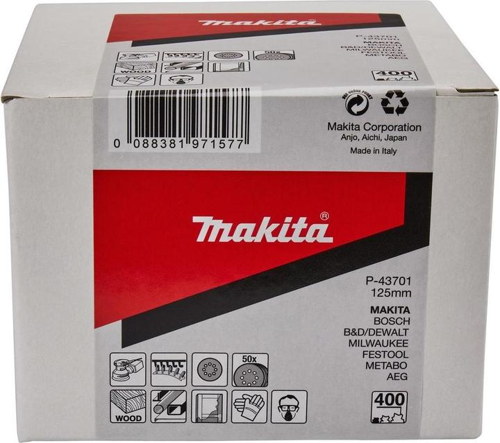 Actual product image Makita Sandpaper with velcro Ø 125mm grain 400 ( 50 pieces ) (400)