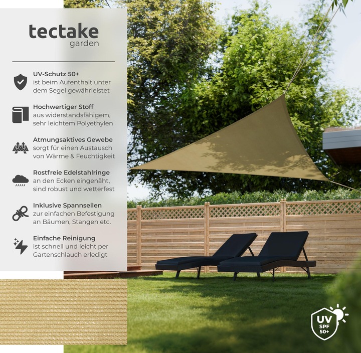 Actual product image tectake Sun sail triangular (4 x 4 x 4 m)