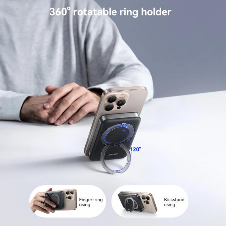 Produktbild Joyroom magnetic wireless powerbank JR-PBM12 22.5W with handle (black) (10000 mAh, 22.50 W, 38.50 Wh)