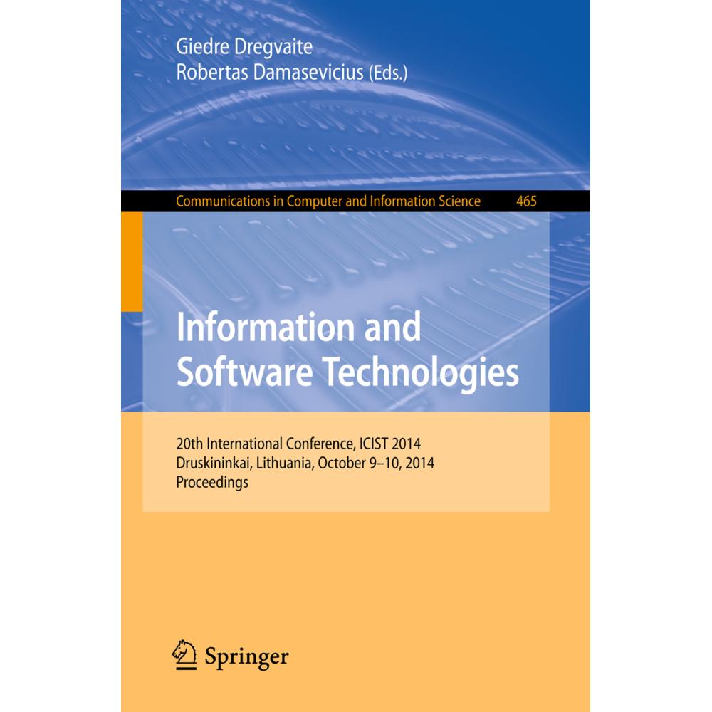 Information and Software Technologies, Fachbücher von Giedre Dregvaite, Robertas Damasevicius