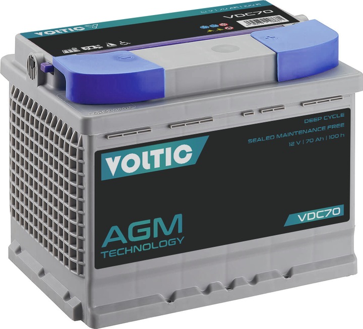 Produktbild Voltic VDC70 Deep Cycle AGM 70Ah Batterie (12 V, 70 Ah)