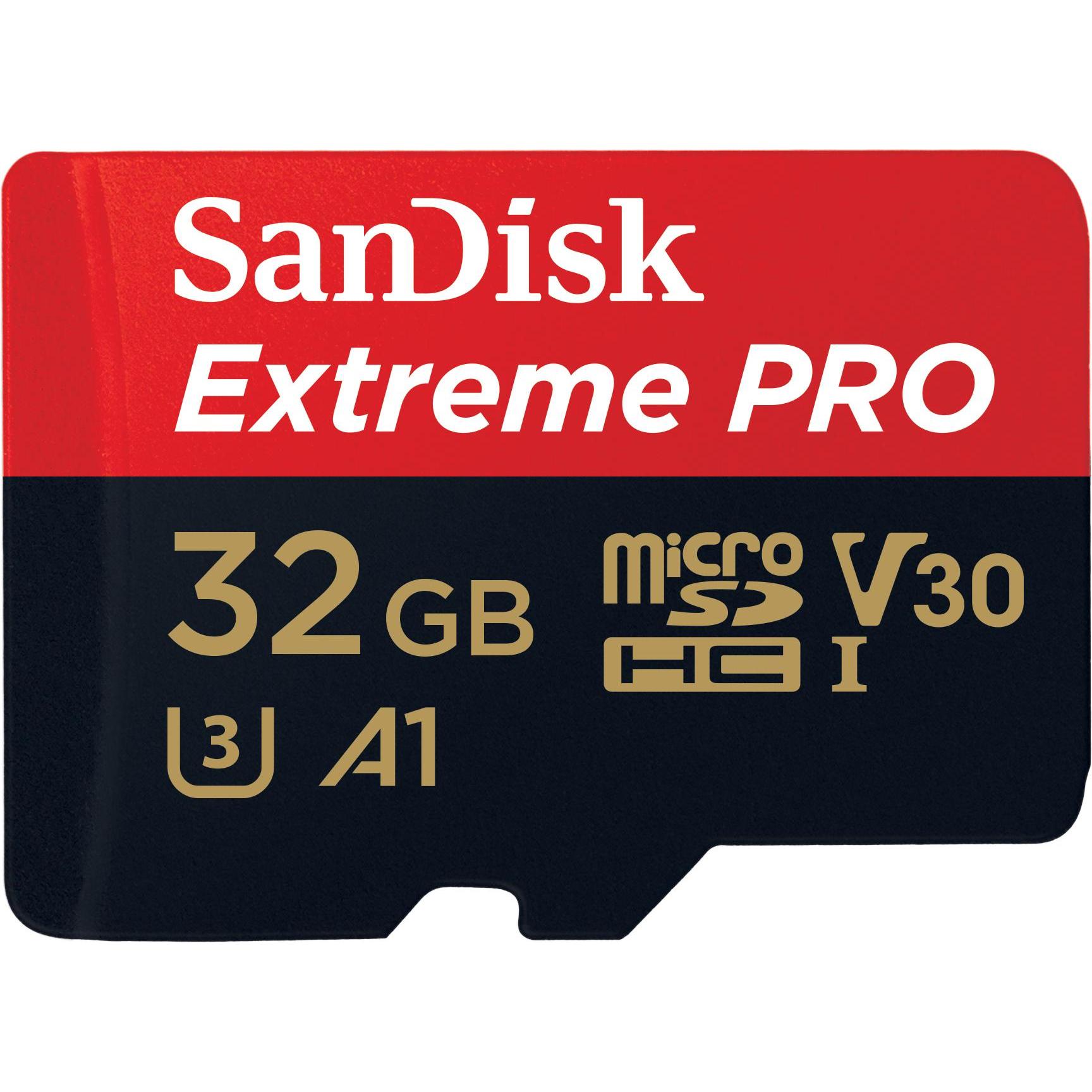 Sandisk Rosso/Nero Extreme Pro Uhs-I V30 (32 Gb, Microsdhc, U3, Uhs-I), Scheda Di Memoria,