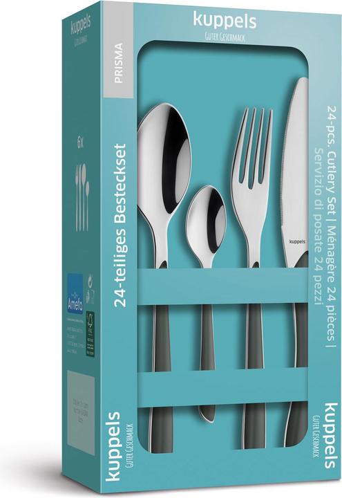 Immagine prodotto Kuppels Set di posate 24 pezzi grigio scuro 2214 Prisma (24 Pezzo/i, Set di posate)