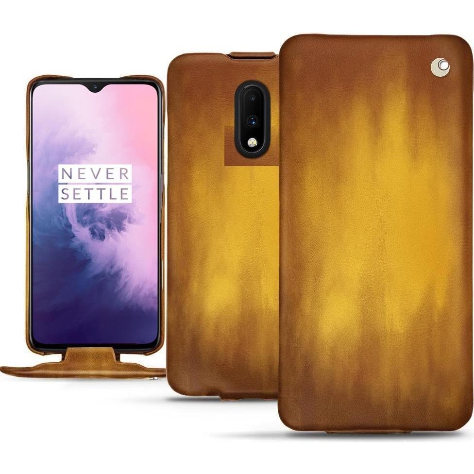 Thumbnail - Noreve Lederschutzhülle vertikal (OnePlus 7), Smartphone Hülle, Gold