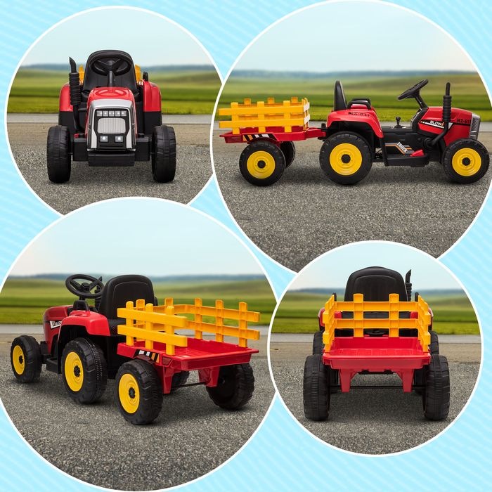 Produktbild Swisshandel24 Kinderelektro-Traktor mit Anhänger, Fernbedienung, MP3, Scheinwerfer, 3-6KM/H, Rot (12 V)