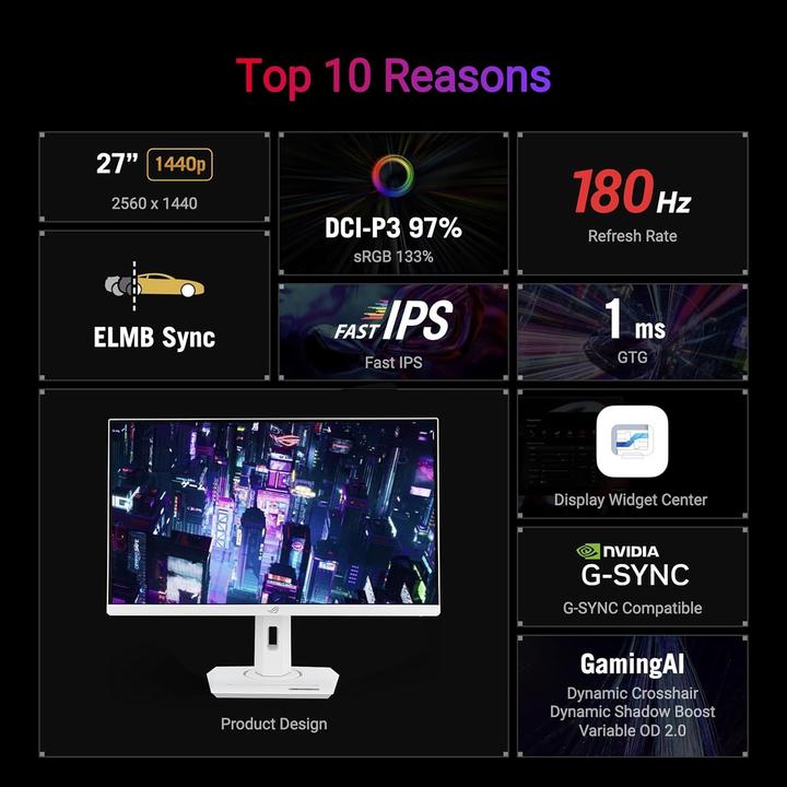 Actual product image ASUS ROG Strix XG27ACS-W (2560 x 1440 pixels, 27")