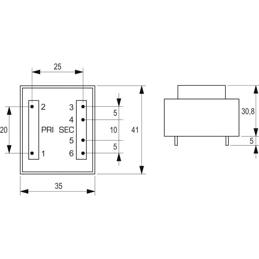 Thumbnail - Block Transformator PCB 3.2VA 2x24V, Transformator