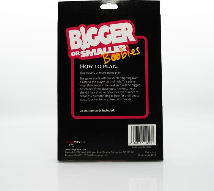 Actual product image Play Wiv Me «Grösser oder Kleiner: Boobies» – Lustiges Kartenspiel für Erwachsene, 26 Karten (Deck of cards, English)