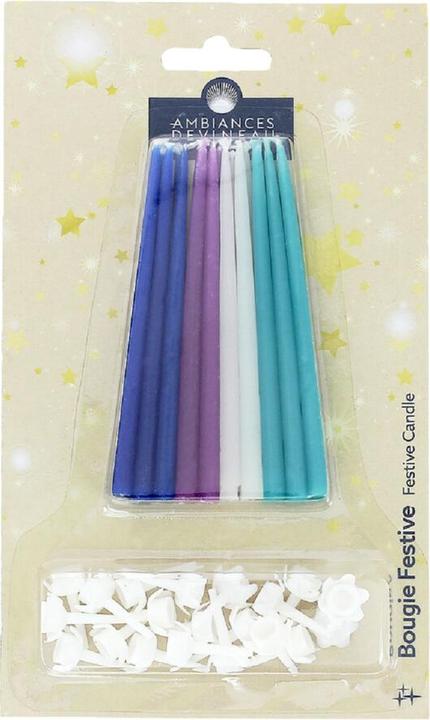 Ambiances Devineau Geburtstagskerzen assortiert (blau, violett, weiss, türkis) (20 x)