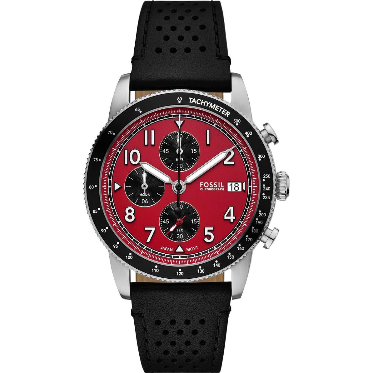 Fossil, Armbanduhr, Chronograph SPORT TOURER, Silber, Rot, Schwarz, (Chronograph, 42 mm)