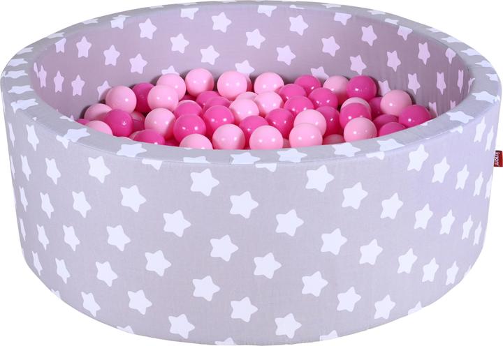 Image du produit Knorrtoys Piscine à balles soft - "Grey white stars" - 300 balls soft pink (ca. 6cm diamètre)