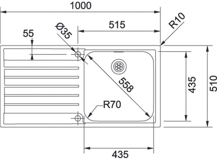 Produktbild Franke Argos AGX 611 100 (Einbauspüle mit Abtropffläche, 100 cm, 51 cm)