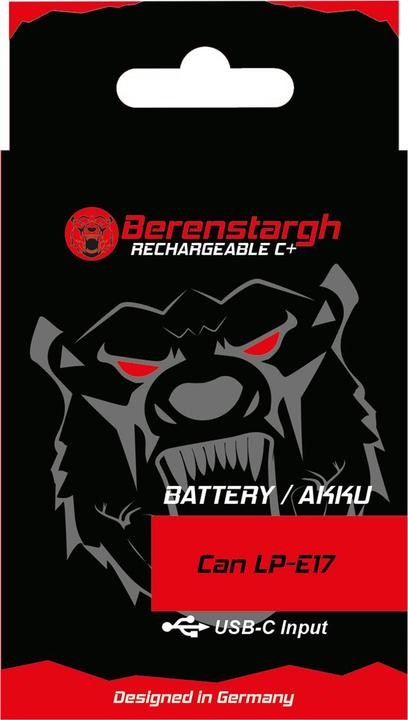Produktbild Berenstargh Akku mit USB-C Input für Canon LP-E17 EOS RP 77D 200D 750D 760D 8000D Kiss X8i M3 Rebel (Kamera Akku)