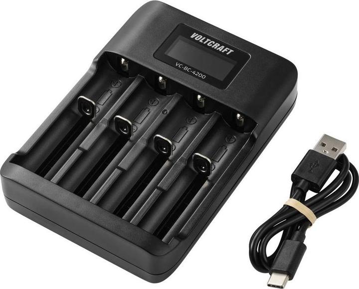 Produktbild Voltcraft VC-BC-4200 Rundzellen-Ladegerät NiMH, LiIon Mignon (AA), Micro (AAA) (1 Stk., 10440, 14500, 16340, 17500, 17670, 18350, 18490, 18650, AA, AAA)