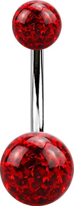 Actual product image Star Piercing Banana silver with two crystal balls red epoxy protective layer (without brass, Titanium G23)