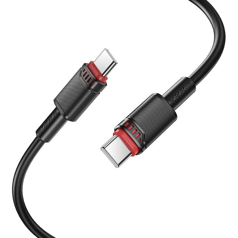 Borofone Kabel BX110 Beneficio - Type C naar Type C - 60W 3A 1 meter zwart (1 m, 60 W), USB-kabel