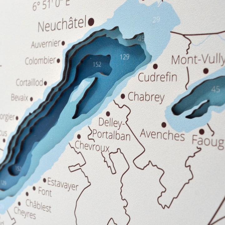 Image du produit Enjoy The Wood Lac de Neuchâtel - Carte marine en bois