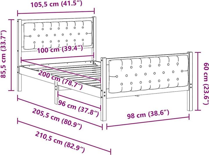 Image du produit vidaXL Modernes Bett (100 x 200 cm)