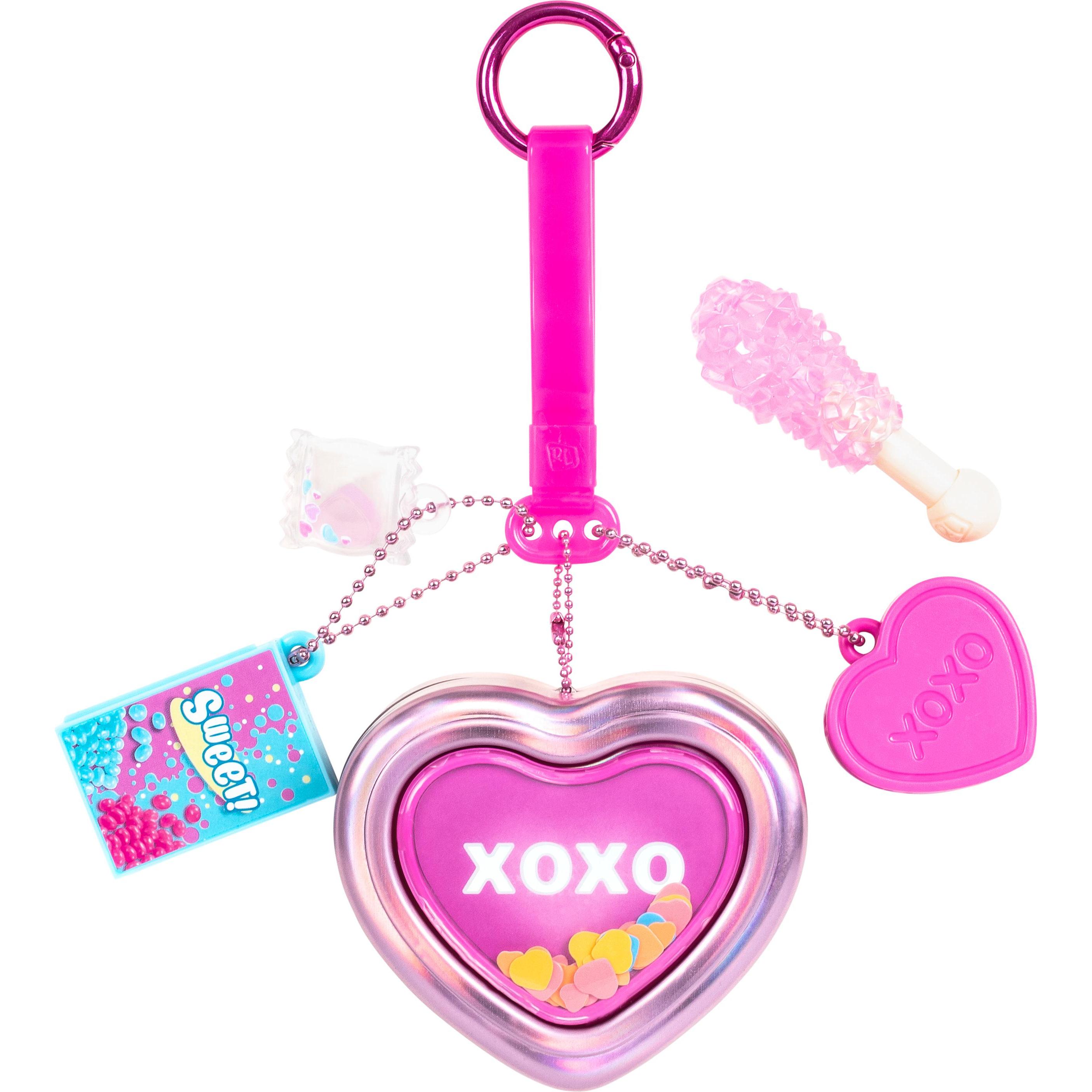 Linex, Bambine, Portachiavi, Scatolette Real Littles, scatola di metallo con 4 ciondoli, include cancelleria funzionante (30496), Argento