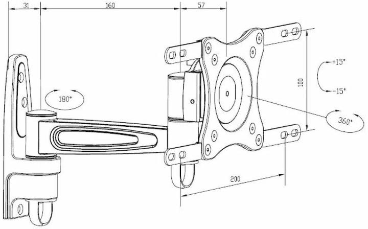 Produktbild Multibrackets M Vesa Flexarm 360 II (Wand, 32", 15 kg)