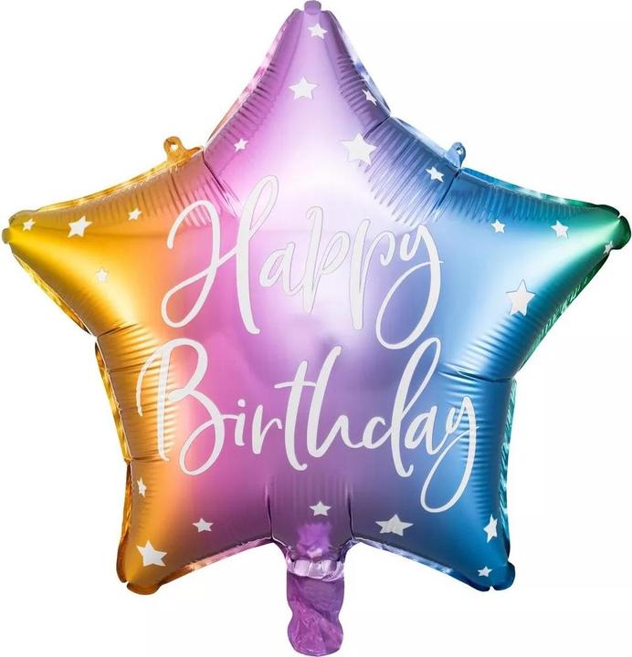 Image du produit Amscan Ballon transparent étoile arc-en-ciel Joyeux anniversaire (1 x)