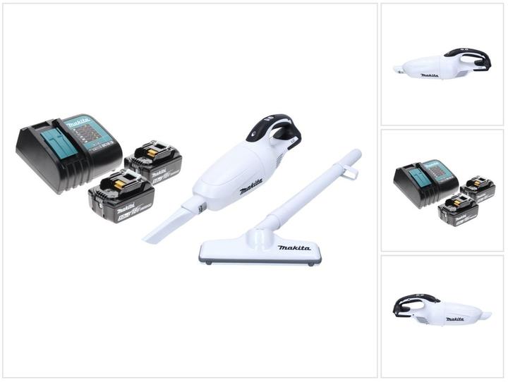 Makita DCL 181 FRT W Akku Staubsauger 18 V Weiss + 2x Akku 5,0 Ah + Ladegerät