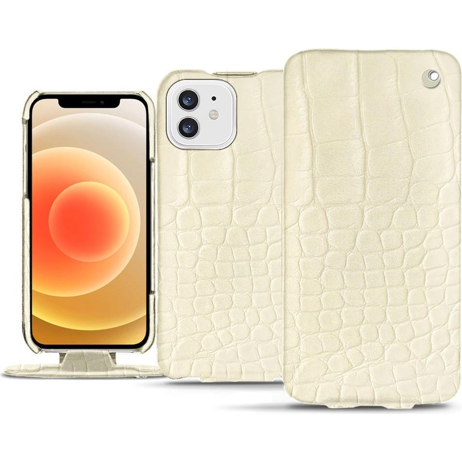 Noreve Lederschutzhülle vertikal (Apple iPhone 12), Smartphone Hülle, Weiss