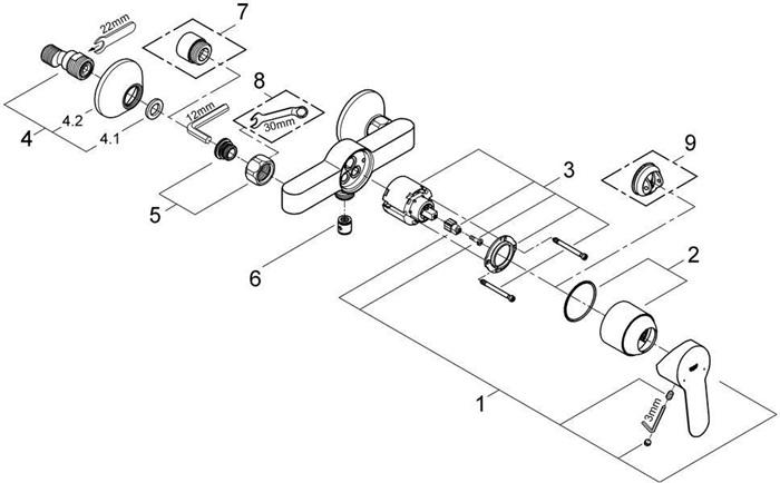Produktbild Grohe Einhand-Brausebatterie BAUEDGE