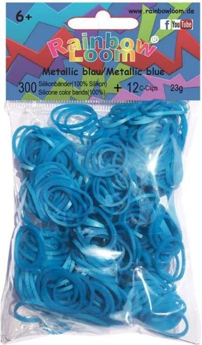 Produktbild Rainbow Loom Silikonbänder metallic blau (12 Stk.)