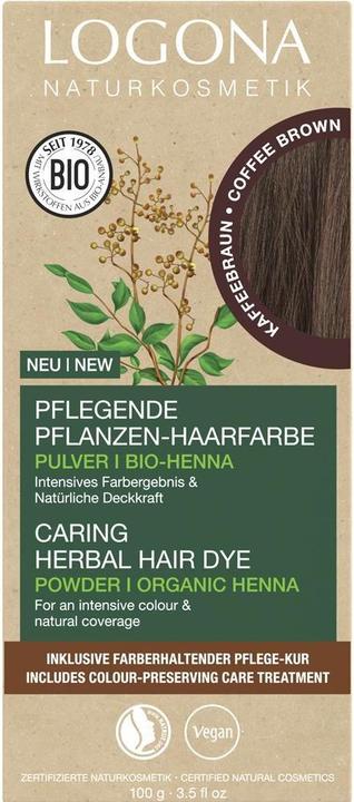 Logona Teinture végétale en poudre pour cheveux, brun café (090 Brun foncé)