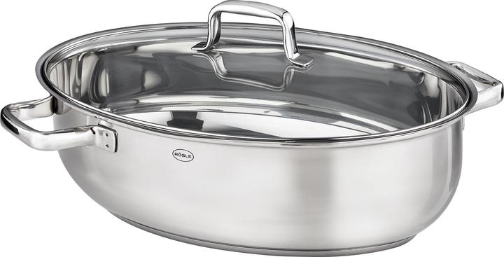 Actual product image Rösle Bräter oval MOMENTS mit Glasdeckel,Edelstahl (Casserole + Stewpot, Stainless steel)
