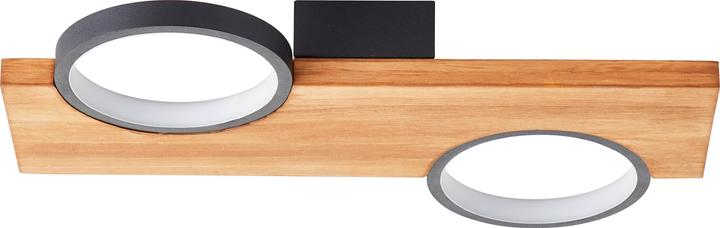 Produktbild Brilliant Cheesy LED Deckenleuchte 40x25cm matt schwarz/holz (1400 lm)