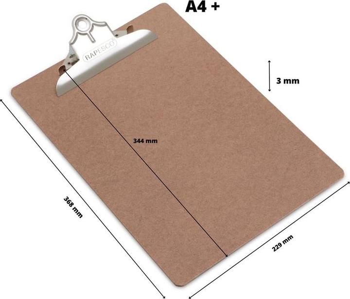 Produktbild Rapesco Klemmbrett, Hartfaser, DIN A4, braun, groáe Klemme (35.50 x 22.80 cm)