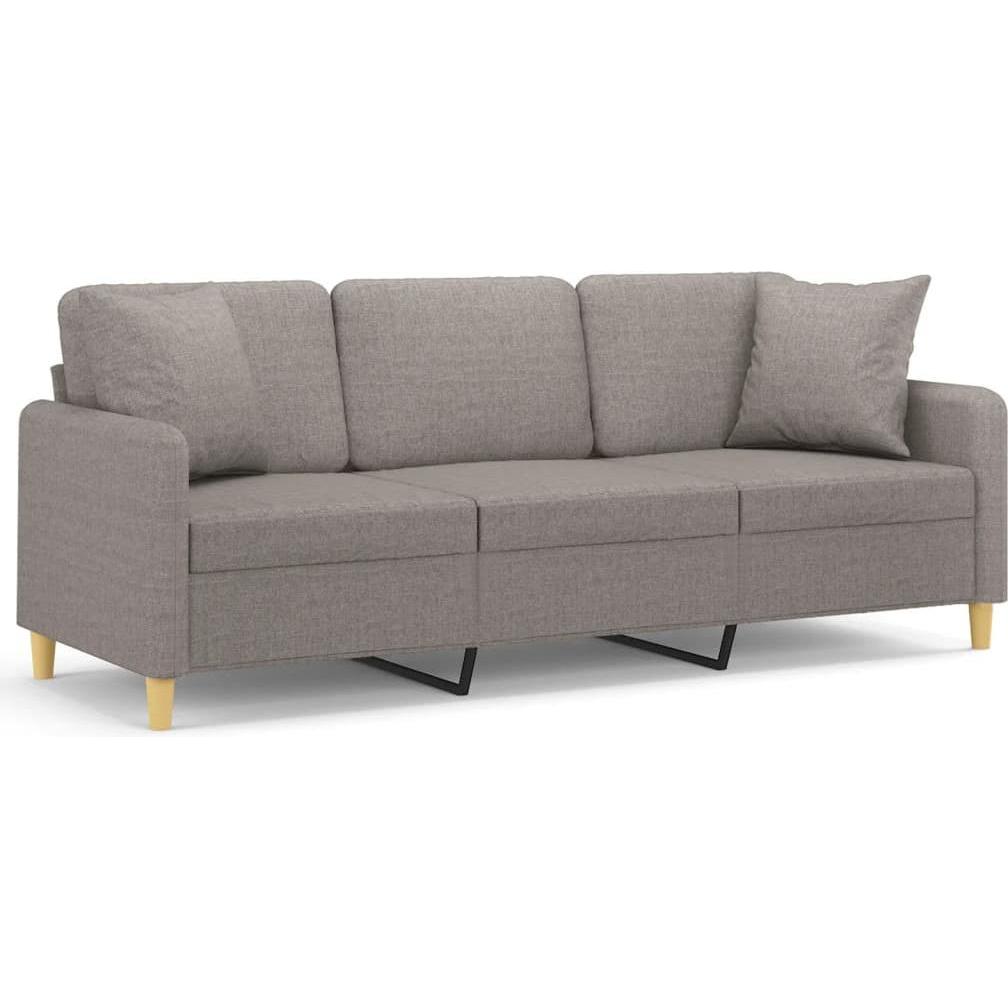 Thumbnail - VidaXL, Sofa, 3-Sitzer-Sofa mit Zierkissen Taupe 180 cm Stoff,Farbe (3-Sitzer)