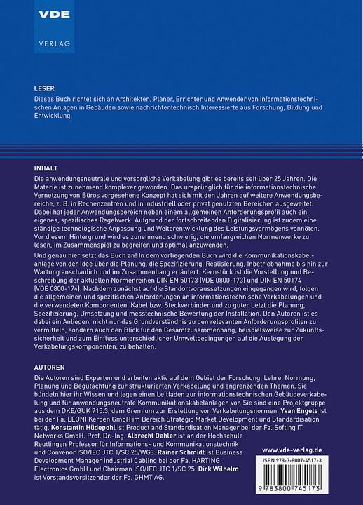 Produktbild Informationstechnische Gebäudeverkabelung (Deutsch, Albrecht Oehler, Dirk Wilhelm, Konstantin Hüdepohl, Rainer Schmidt, Yvan Engels, 2019)