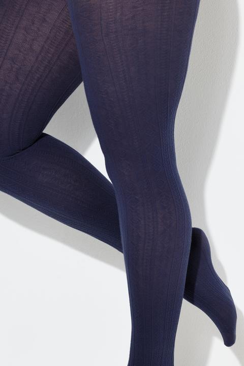 Actual product image Ulla Popken Textured Stretch Cotton Blend Knit Tights