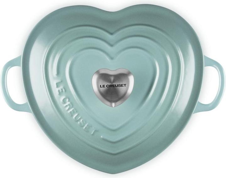 Produktbild Le Creuset braadpan hartvormig met rvs knop 2 liter gietijzer Sea Salt (21401207174455) (Bräter + Schmortopf, Bratpfanne, Gusseisen, 20 x 13.60 cm)