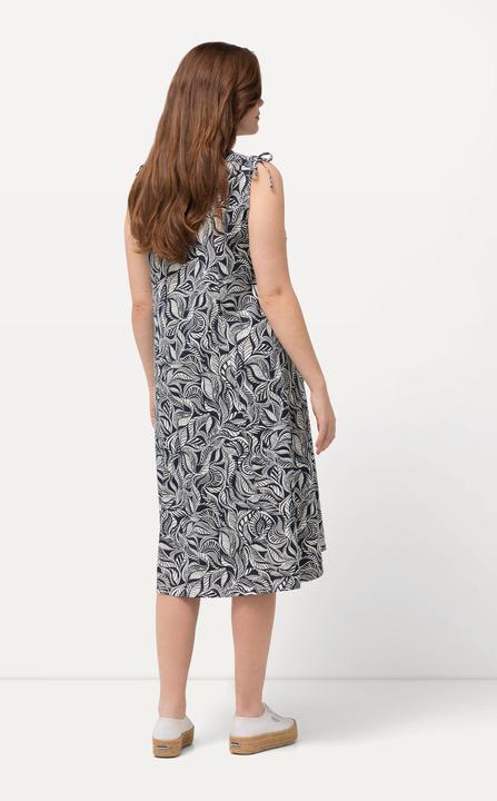 Image du produit Ulla Popken Robe midi à motif feuilles en coton bio, décolleté en V, sans manches (46, 48)