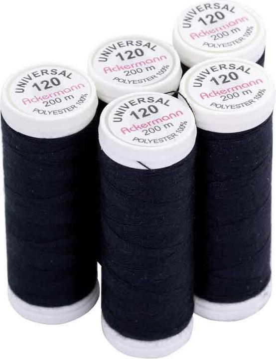 Image du produit 5X 200m de FIL A COUTURE UNIVERSEL, épaisseur 120 (799, noir)